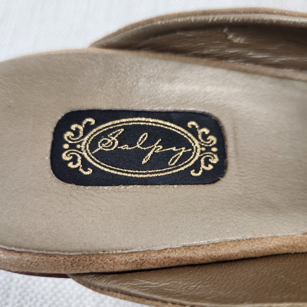 Salpy Size 10 Tan Leather Mules Boho Handmade - Picture 11 of 14